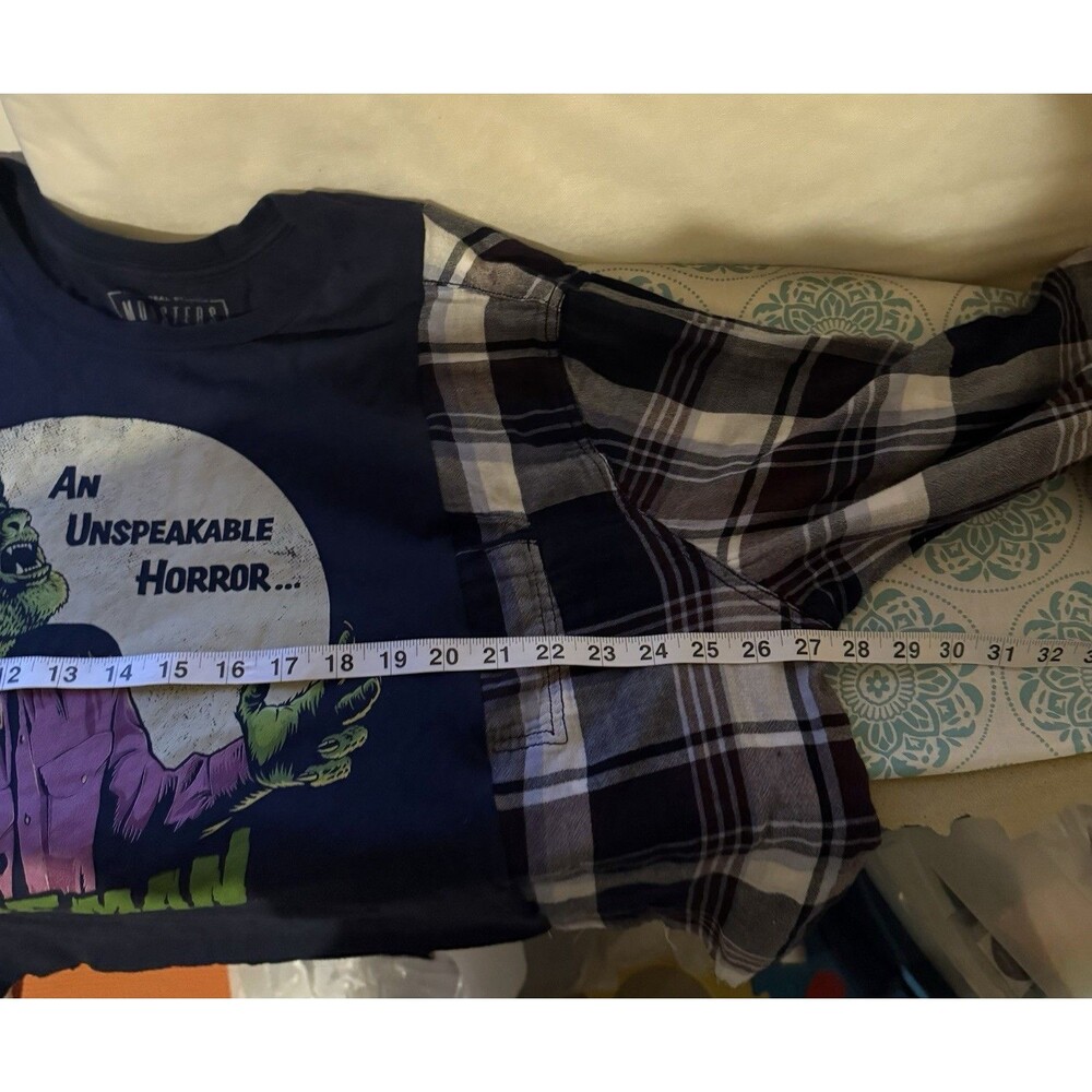 Reworked Upcycle Grunge One of a Kind Oversized The Wolfman  Sweater  Top L/XL - Picture 3 of 4